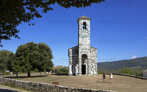 San Michele de Murato Romanesque Pisan Church, Bevinco Valley, Haute-Corse Department, Corsica, Mediterranean Sea, France