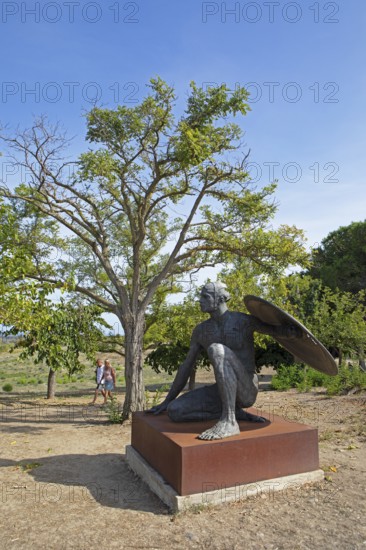 Bronze statue in the Roman archaeological site of Aleria, Haute-Corse department, Corsica, Mediterranean Sea, France