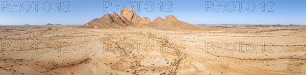 Aerial view, mountains in the desert, Spitzkoppe summit, Namib desert, Namibia