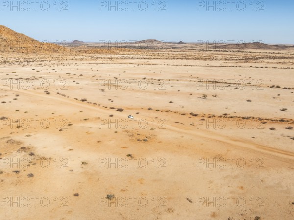 Aerial view, road in the desert, near Spitzkoppe, Namib Desert, Namibia