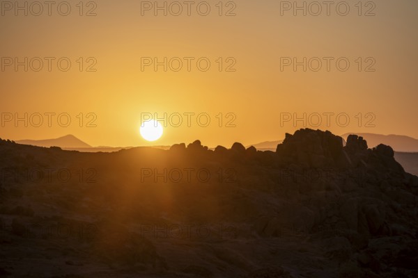 Desert landscape in morning light, at sunrise, Erongo, Damaraland, Namibia