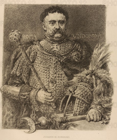 John III Sobieski, Jan III Sobieski, (born 17 August 1629 in Olesko, died June 1696 in Wilanów) was a Polish aristocrat, statesman, Grand Hetman and from 1674 as King of Poland, authentic, digitally restored reproduction from a 19th century original, exact date of depiction unknown, Historical