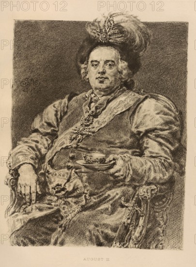 Frederick Augustus II (born 17 October 1696 in Dresden, died 5 October 1763 in Dresden) became Elector and Duke of Saxony in 1733 after the death of his father Augustus the Strong and, as Augustus III, also King of Poland and Grand Duke of Lithuania, authentic, digitally restored reproduction from a 19th century original, exact date of depiction unknown, Historical