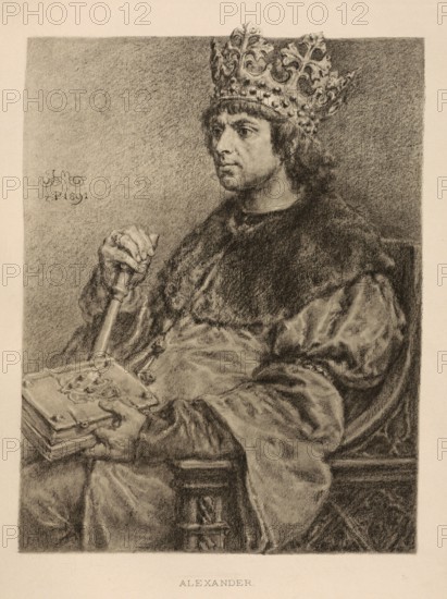 Alexander Jagiellon, (1461 - 1506), King of Poland and Grand Duke of Lithuania, authentic, digitally restored reproduction from a 19th century model, exact date of depiction unknown, Historical