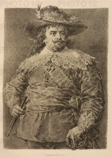 Wladyslaw IV. Wasa, Wladyslaw IV Waza, (born 9 June 1595 in Krakow, died 20 May 1648 in Merecz) was the elected King of Poland and Grand Duke of Lithuania from 1632 to 1648, ruler of the Polish-Lithuanian Commonwealth and titular King of Sweden, authentic, digitally restored reproduction from a 19th century original, exact date of depiction unknown, Historical