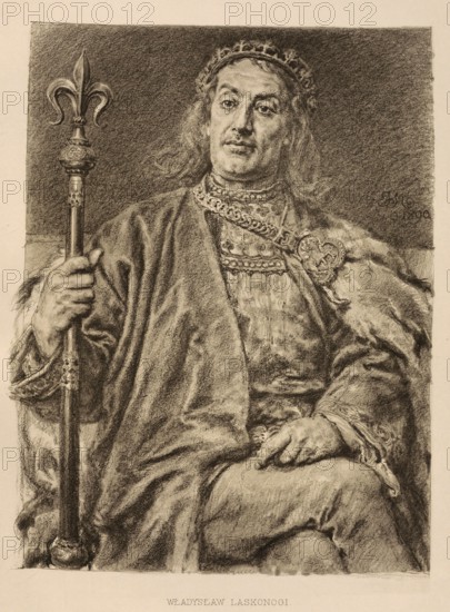 Wladyslaw III Dünnbein, Wladyslaw III Laskonogi, born 1161, died November 3, 1231, was the youngest son of Duke Mieszko III from his marriage to Eudoxia of Kiev, Duke of Greater Poland 1194 - 1229, Senior Duke of Poland in Krakow 1202 - 1206, 1228 - 1229, from the Piast family, authentic, digitally restored reproduction of a model from the 19th century, exact date of depiction unknown, historical