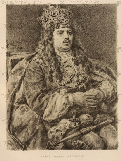 Michael Korybut Wisniowiecki, Michal Korybut Wisniowiecki, born 31 May 1640, died November 10 1673, a Polish-Lithuanian aristocrat and from 1669, as King of Poland and Grand Prince of Lithuania, the elected ruler of the State of Poland-Lithuania, authentic, digitally restored reproduction of a 19th century original, exact date of presentation unknown, historical