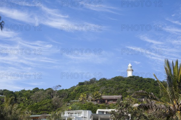 Clear day view of Byron light house from Wategos Bay, New South Wales, Australia