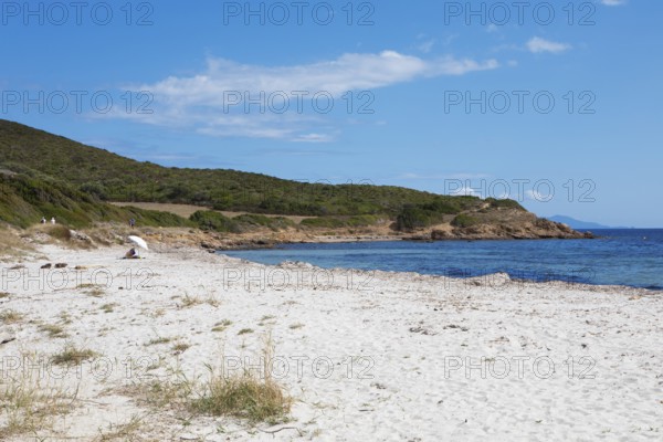 Plage de Tamarone sandy beach, Cap Corse, Haute-Corse Department, Corsica, Mediterranean Sea, France