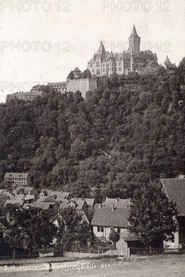 Historical photograph of the city of Wernigerode in the Harz Mountains from 1894, Wernigerode, Saxony-Anhalt, Germany