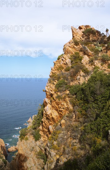 Bizarre rock formations on Capo Rosso, Piana, Corse-du-Sud department, west coast, Corsica, Mediterranean, France