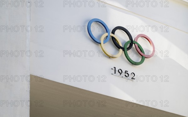 Olympic Rings 1952, Olympic Stadium or Finnish Olympic Stadium, architects Yrjö Lindegren and Toivo Jäntti, Helsinki, Finland