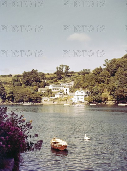 View across River Fowey to Bodinnick, Cornwall, England, UK, 1960s The large white house on the right is Ferryside, former home of Daphne du Maurier