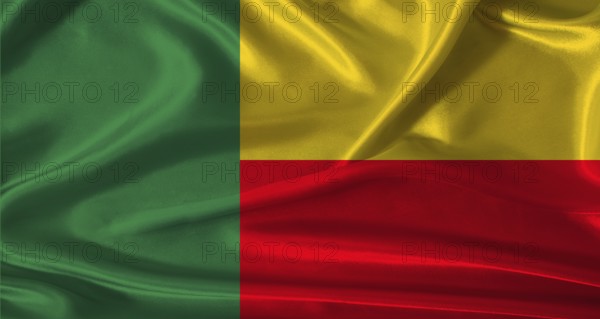 National flag of Benin with cloth texture. Benin flag with realistic texture background