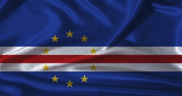 National flag of Cape Verde with cloth texture. Cape Verde flag with realistic texture background