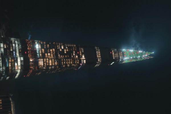 Illuminated skyscraper rising into the night sky, Shard, London, England, Great Britain