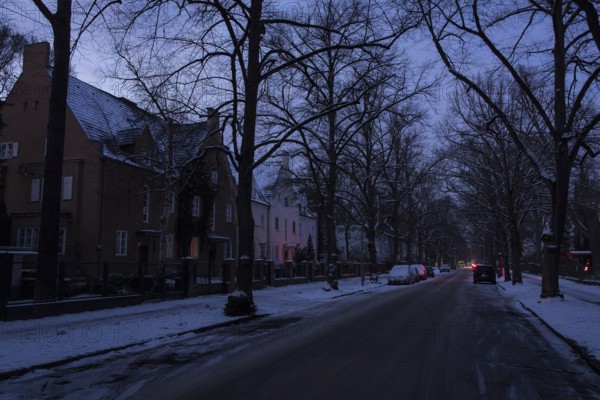 A dark and unlit street during a large-scale power outage in the Steglitz-Zehlendorf district, Berlin, 06.01.2026