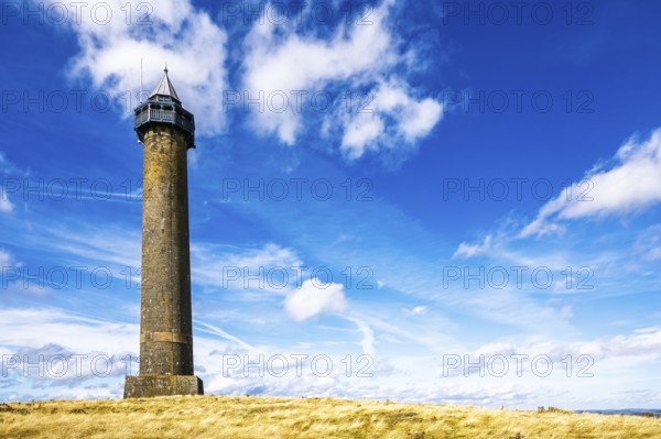 Waterloo Monument over Scottish fields and farms, Jedburgh, Scotland, UK