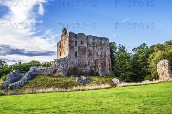 Ruins of Norham Castle and River Tweed, Norham, Northumberland, England, United Kingdom