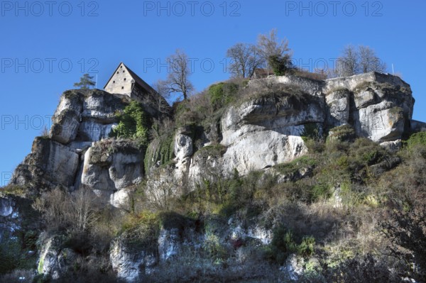 Pottenstein Castle built on rocks around 1070, Pottenstein, Upper Franconia, Bavaria, Germany