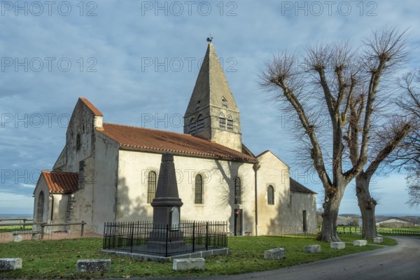 Painted church St. Aignan's, Church of Begues. Allier department. Auvergne Rhone Alpes. France. Europe
