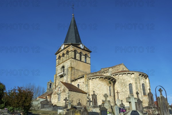 St Mazeran's Church of Bout-Vernet. Allier department. Auvergne Rhone Alpes. France. Europe
