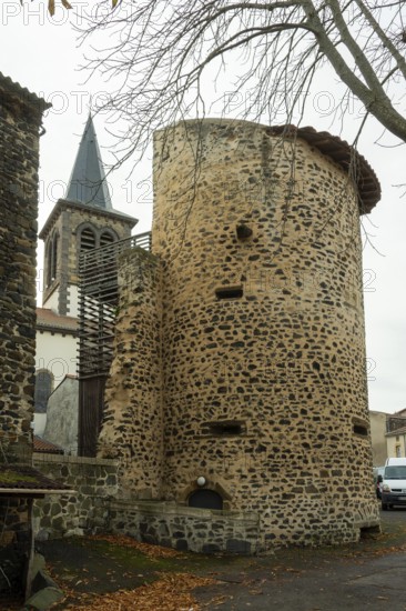 Tower of Saint Sandoux village, Puy de Dome, Auvergne Rhone Alpes, France