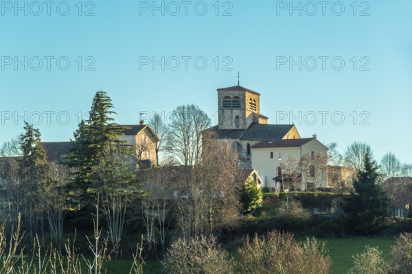 Natural regional park of Livradois Forez. Roman church Saint-Hilaire of Saint-Hilaire village. Haute Loire. Auvergne Rhone Alpes. France