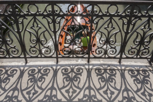 Wrought iron grid on a bridge, Venice