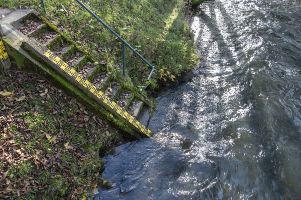 Level measurement of Pegnitz near Hohenstadt, Middle Franconia, Bavaria, Germany