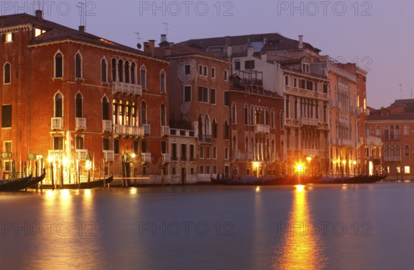 Gondolas and palaces on the Grand Canal, Venice, Veneto, Italy