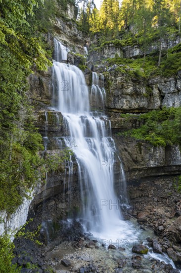 Cascata di Mezzo waterfall, long exposure, Vallesinella, Brenta, Trentino, Italy