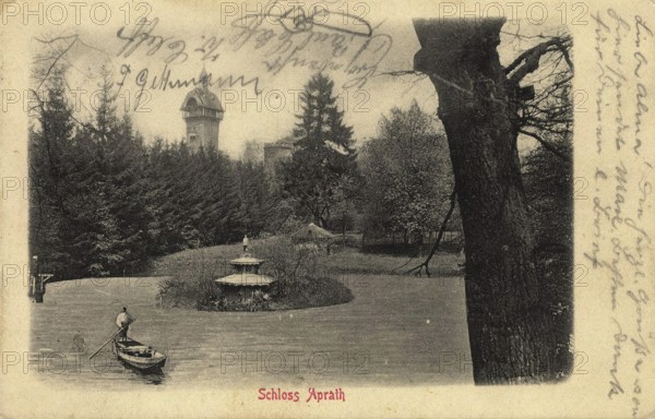 Aprath Castle, abandoned noble residence in the Wülfrath district of Aprath, district of Mettmann, North Rhine-Westphalia, Germany, postcard, view around 1900 - 1910, historical, digital reproduction of a historical postcard, authentic, public domain, from that time, exact date unknown