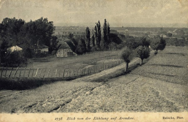 View of Arendsee from Kühlungsborn, Rostock district, Mecklenburg-Western Pomerania, until 1938 place name of the western district of Kühlungsborn, Germany, postcard, view around 1900 - 1910, historical, digital reproduction of a historical postcard, authentic, public domain, from that time, exact date unknown