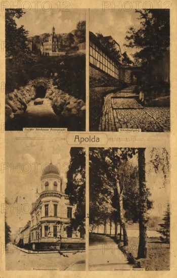 Apolda, Weimarer Land district, Thuringia, Germany, postcard, view around 1900 - 1910, historical, digital reproduction of a historical postcard, authentic, public domain, from that time, exact date unknown