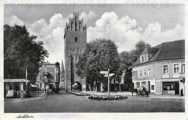 Anklam, small town in the district of Vorpommern-Greifswald in Mecklenburg-Western Pomerania, Germany, postcard, view around 1900 - 1910, historical, digital reproduction of a historical postcard, authentic, public domain, from that time, exact date unknown