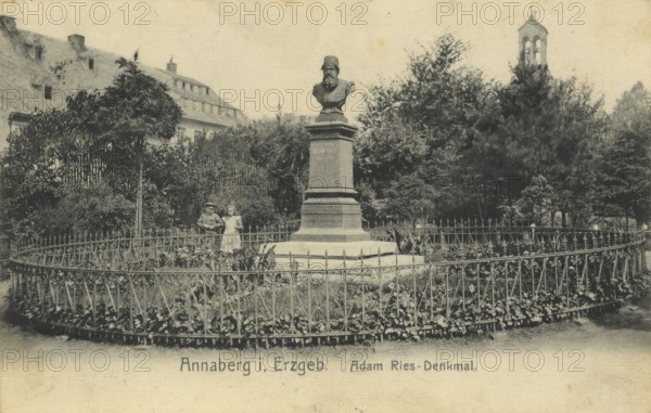 Annaberg, city in the Ore Mountains, Erzgebirgskreis, Saxony, postcard, view around 1900 - 1910, historical, digital reproduction of a historical postcard, authentic, public domain, from that time, exact date unknown
