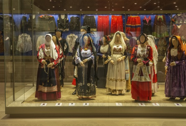 Sardinian folk costumes in the museum in Nuoro, Sardinia, Italy