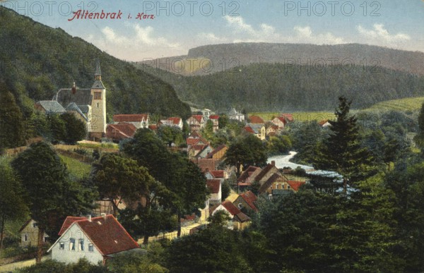 Altenbrak im Harz, district of the town of Thale in the Harz district in Saxony-Anhalt, Germany, postcard, view around 1900 - 1910, historical, digital reproduction of a historical postcard, authentic, public domain, from that time, exact date unknown