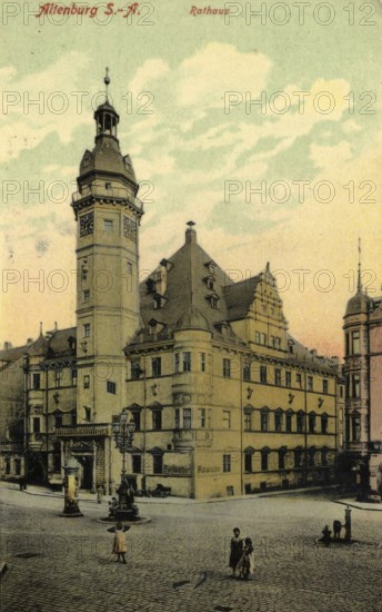 Altenburg, town hall, today Altenburger Land district, Thuringia, Germany, postcard, view around 1900 - 1910, historical, digital reproduction of a historical postcard, authentic, public domain, from that time, exact date unknown