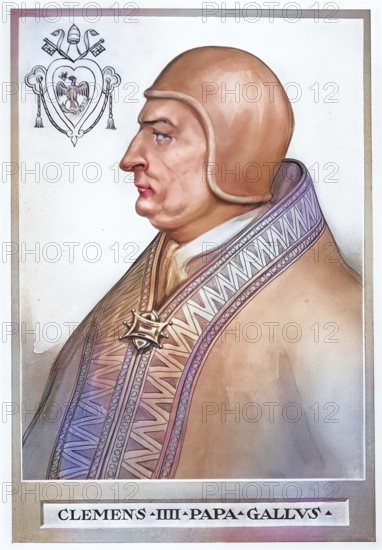 Clement IV (born around 1200 in Saint-Gilles (Gard), died 29 November 1268 in Viterbo) was Pope from 5 February 1265 until his death, Historical, authentic, digitally restored reproduction from a 19th century original, Record date not stated, subsequently coloured