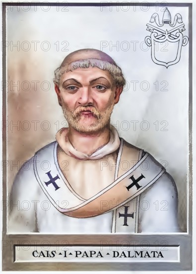 Caius or Gajus (born in Dalmatia, died 22 April 296) was Bishop of Rome from 17 December 283 to 22 April 296, Historical, authentic, digitally restored reproduction from a 19th century original, Record date not stated, subsequently coloured