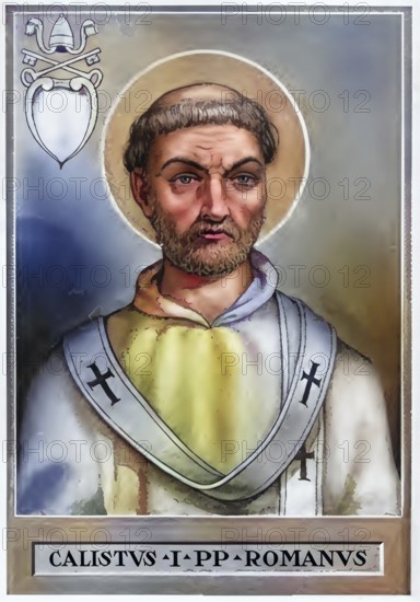 Calixtus I, also Callist I, Calixtus I, Calixtus I and Callixtus I, born possibly around 160, died 222, was bishop of Rome since about 217/218. His term of office was during the time of the Roman Emperor Elagabalus and Severus Alexander, historical, authentic, digitally restored reproduction from a 19th century original, record date not stated, subsequently colored