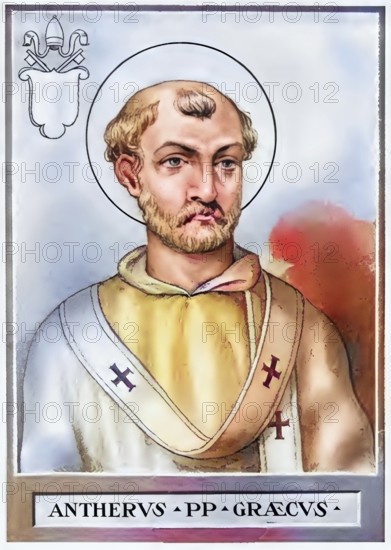 Anterus (also Anteros, died 3 January 236 in Rome) was Bishop of Rome from 235 to 236, Historical, authentic, digitally restored reproduction from a 19th century original, Record date not stated, subsequently coloured