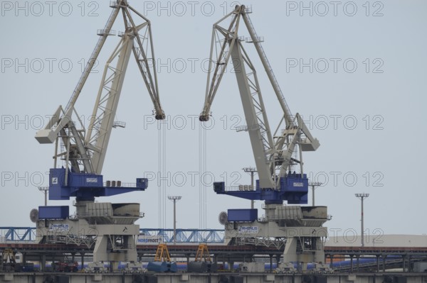 Port Cranes, Jade-Weser Port, Wilhelshafen, Lower Saxony, Germany