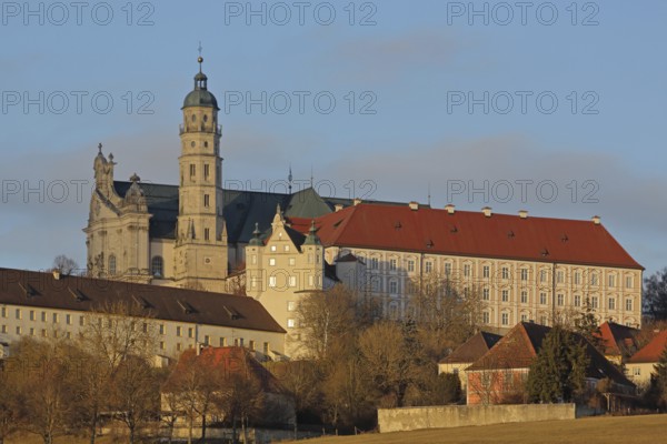 Benedictine monastery with late baroque monastery church, abbey, Neresheim, Härtsfeld, Swabian Jura, Baden-Württemberg, Germany