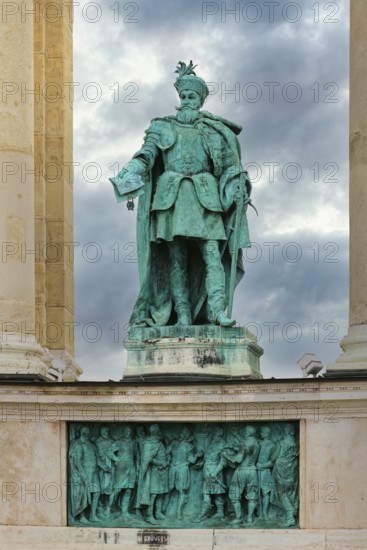 Heroes' Square, Hungarian leader Statue in the Millenium Monument, Budapest, Hungary