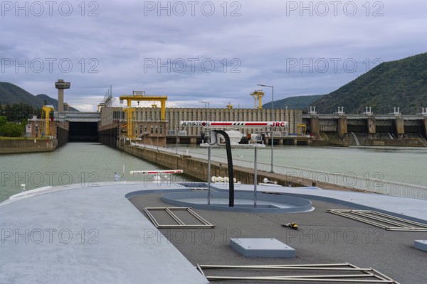 Hydroelectric dam and Power station on the Danube river, Iron Gates, Serbia