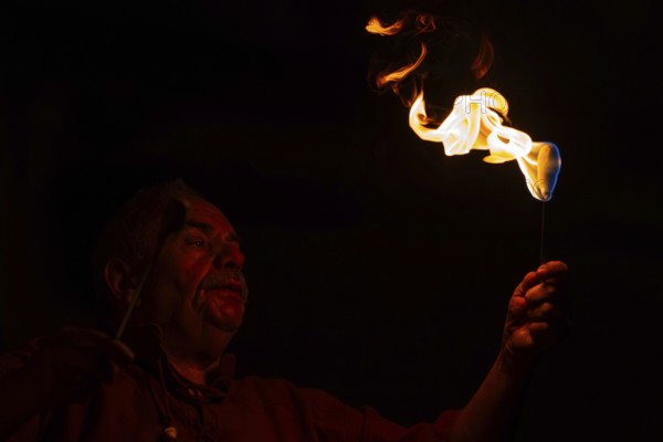 Fire Breather, Raunacht, Winter, Waldburg Castle, Waldburg, Allgäu, Baden-Württemberg, Germany
