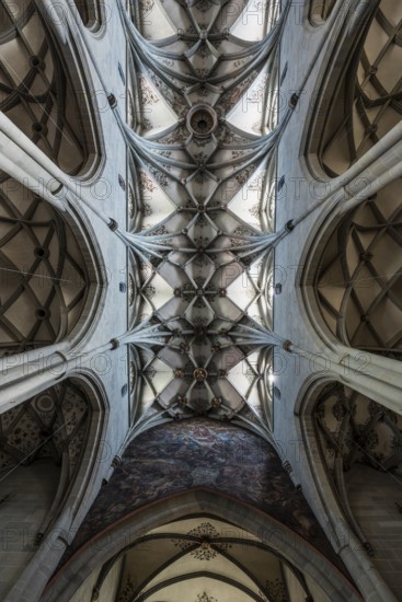 Cross-ribbed vaulting in the church of St. Nikolaus, Überlingen, Lake Constance, Baden-Württemberg, Germany